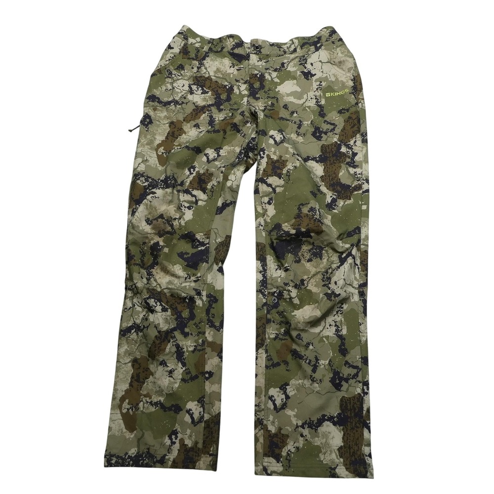 Kings Camo Pants Mens XL Green XKG Softshell Hunting Stretch Waist Pockets